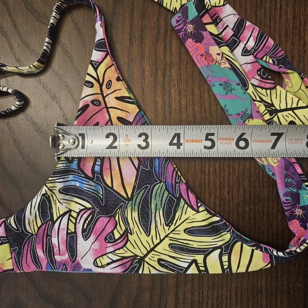 Tropical Reversible Swimsuit Bikini Top Wrap Around Tie Taravana Sz M - Picture 11 of 16